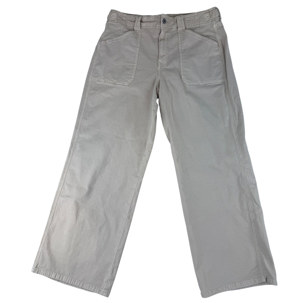 American Eagle Stovepipe Pants Womens 12 Short Tan Khaki Wide Leg Carpenter